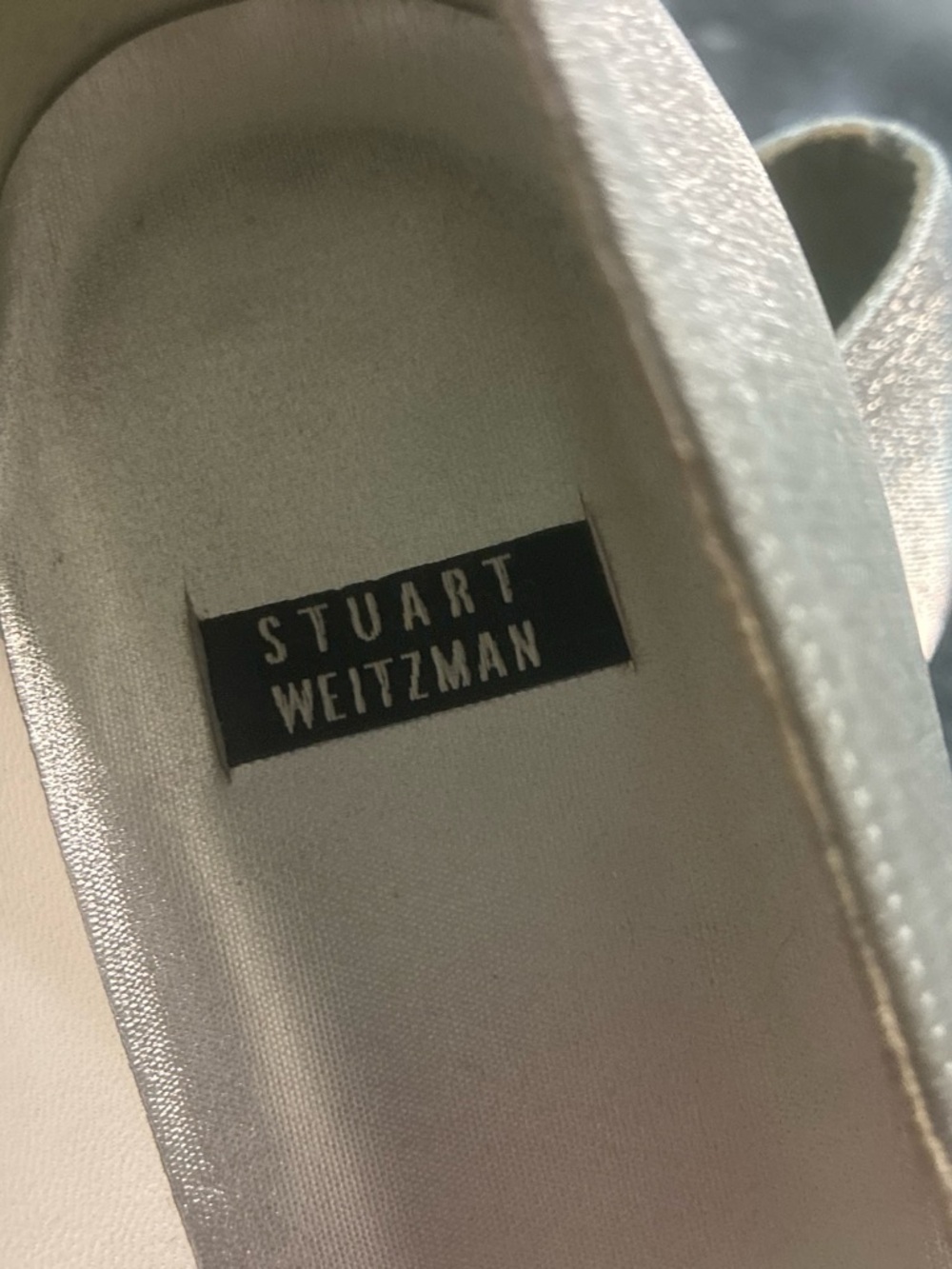 Stuart Weitzman silver Satin Pointed-Toe Flats with Crystal-Trim Buckle - Picture 2 of 3